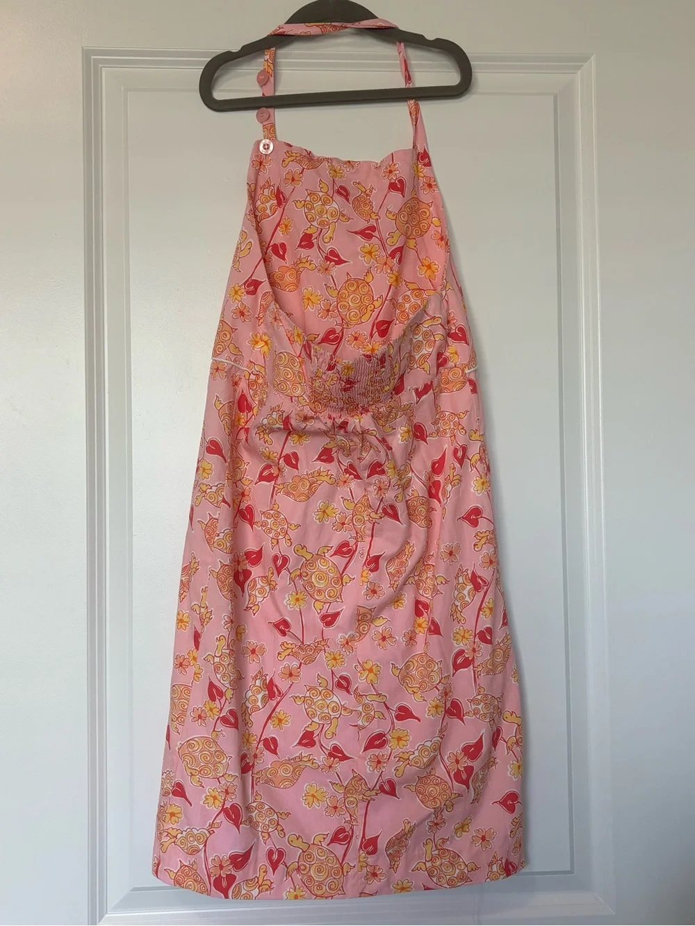 Vintage Lilly Pulitzer Girls Pink and Orange Sleeveless Midi Sundress w/ Turtles